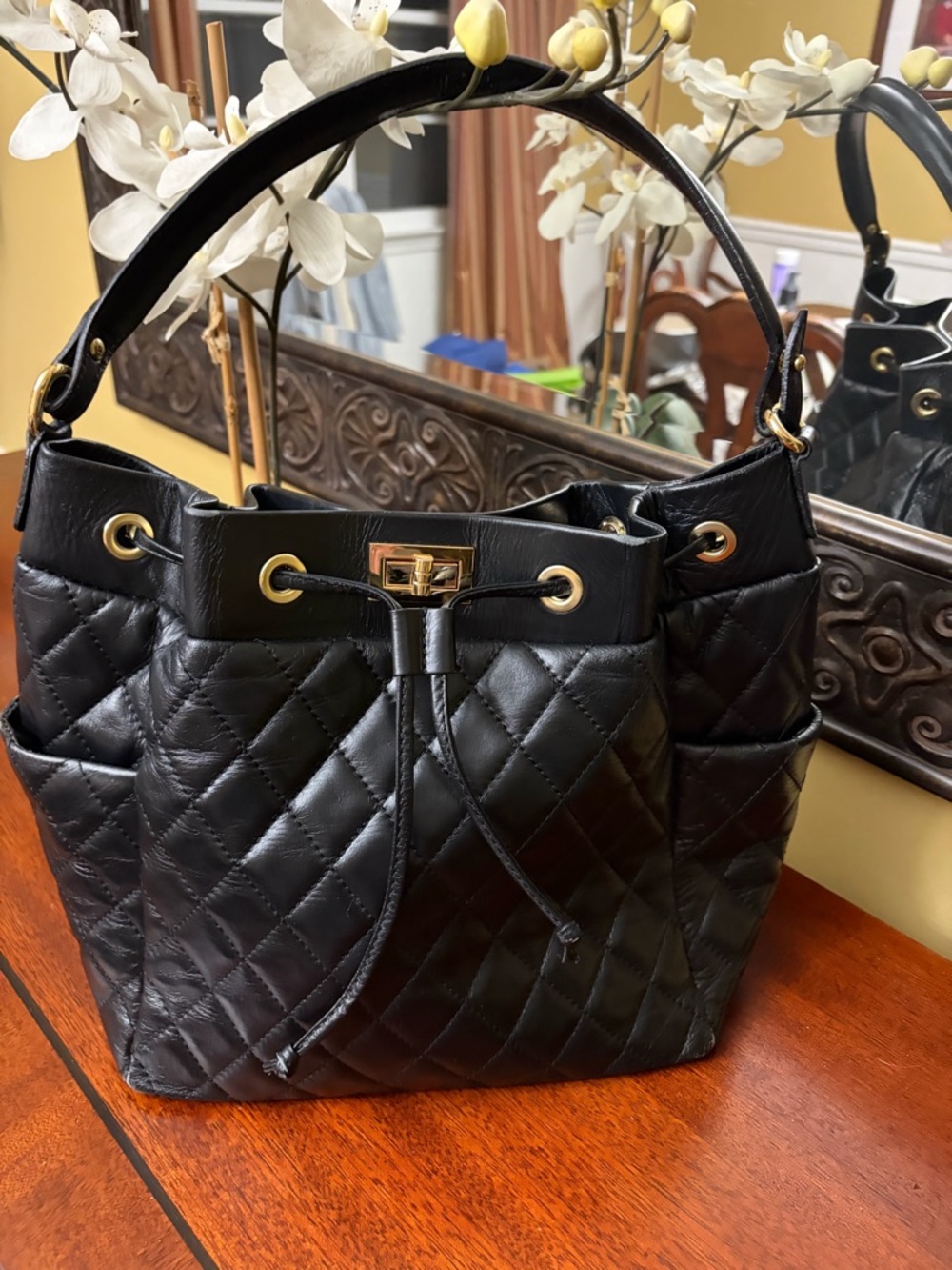 Borse In Pelle Genuine Leather Quilted Handbag